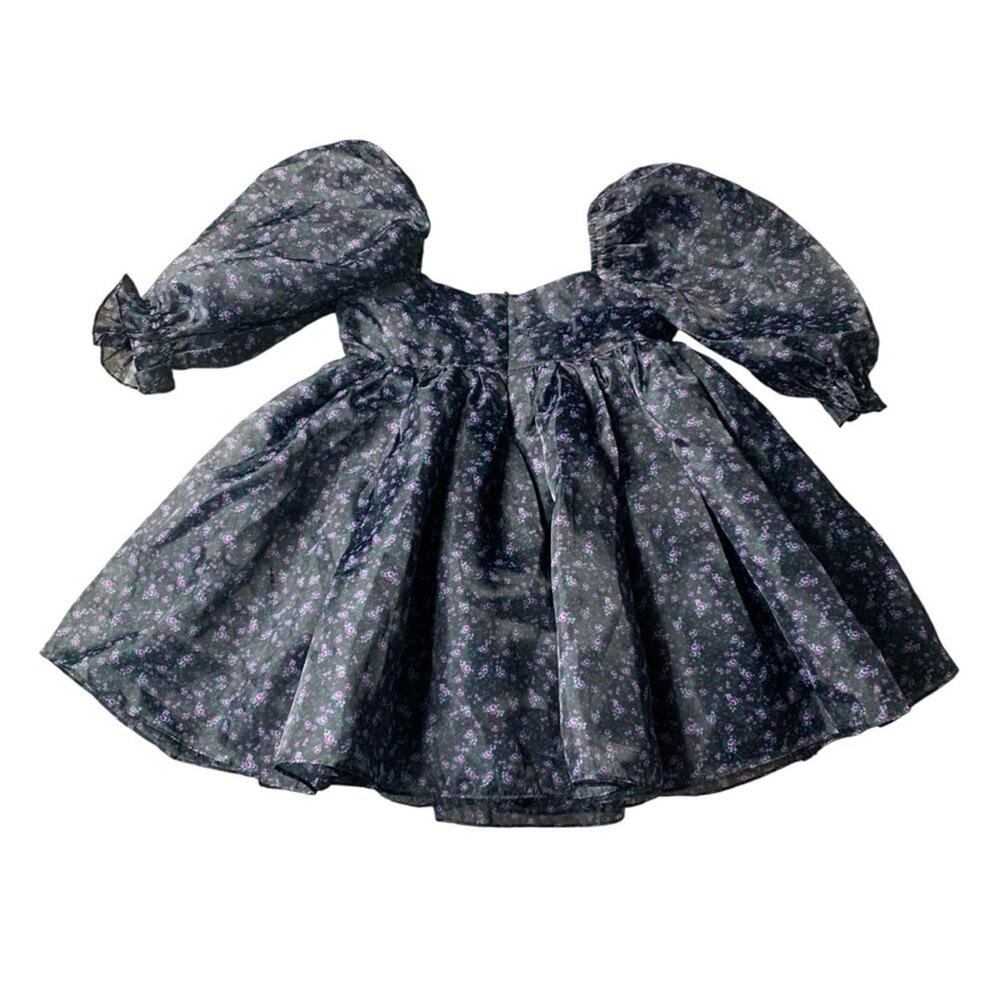 Selkie size medium new 80s ditz Navy Floral Puff Sleeve Dress babydoll girl fem - Picture 6 of 11